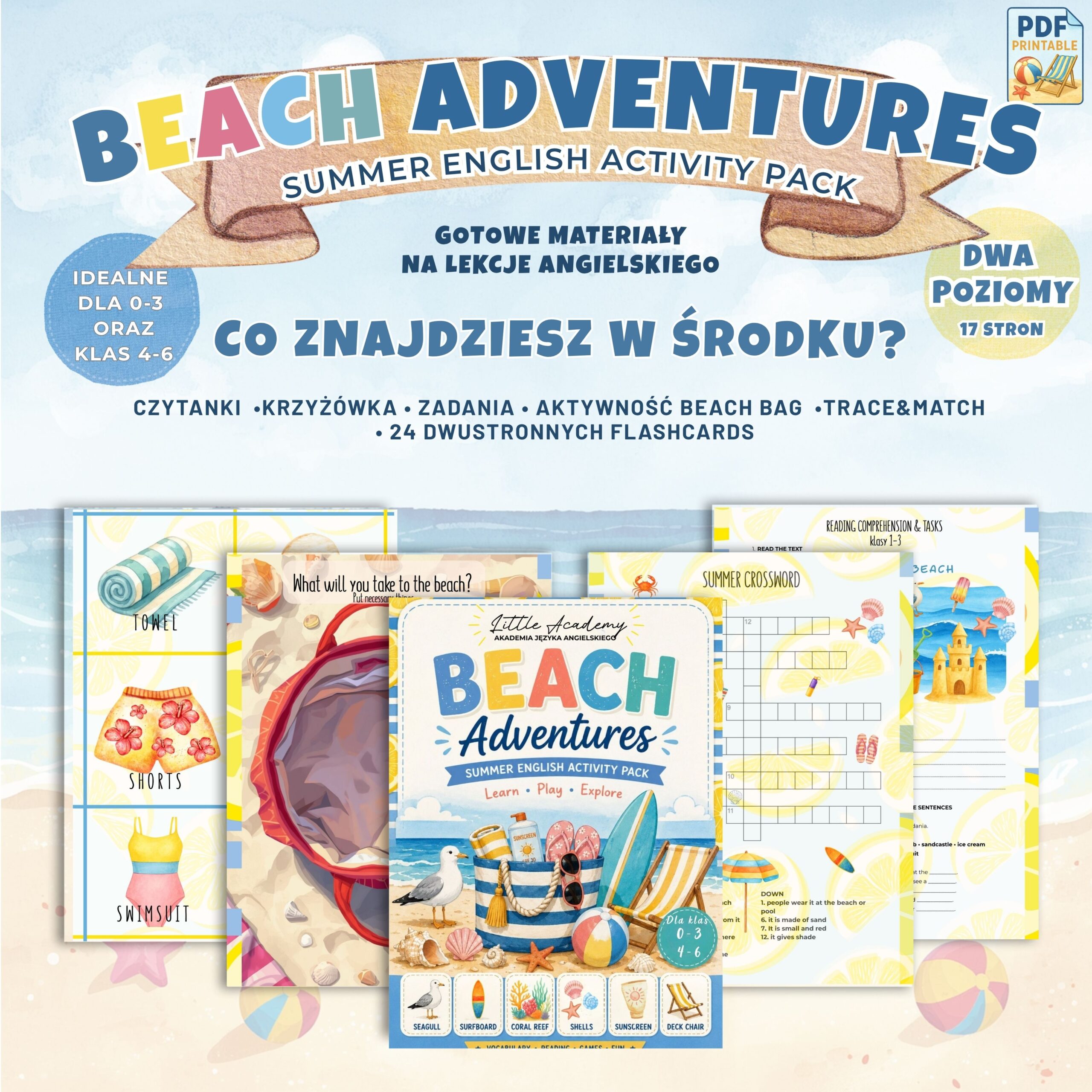 Beach Adventures - kompletny pakiet wakacyjnych materiałów dla klas 0-3 i 4-6
